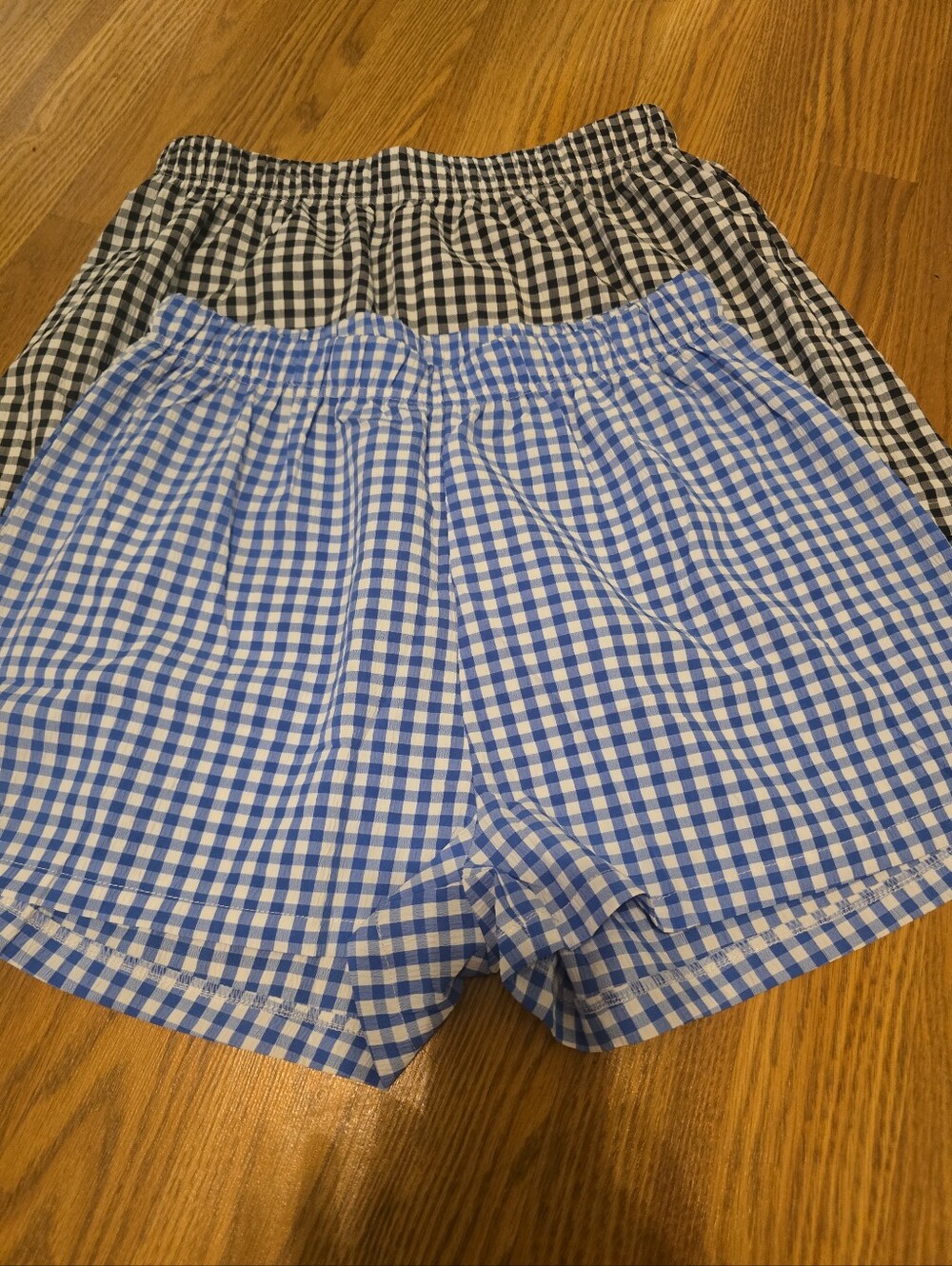 Gingham Elastic-Waist Sleep Shorts - Blue & Black
